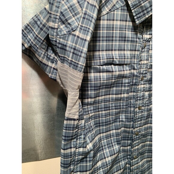REI Co-Op Blue Plaid Vented Button Up M Fishing Hiking Outdoor Camping Shirt - Picture 15 of 16